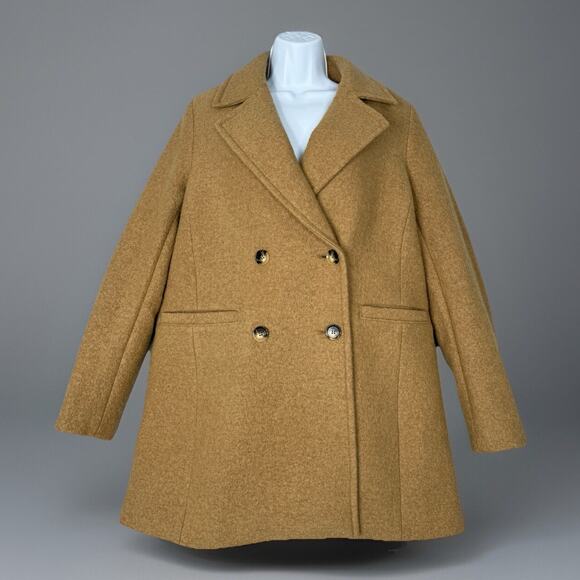 Talbots Womens Jacket M Brown Double Breasted Boiled Wool Coat Warm Old Money - Picture 1 of 14